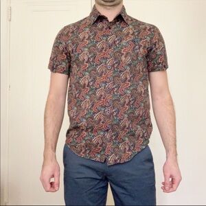 Profound Aesthetic Men’s Slim Cotton Paisley Button Down Shirt Size Small
